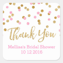 Roze Goud Confetti Vrijgezellenfeest Favor Tags Vierkante Sticker