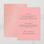 Roze Goud Confetti Wedding Details Informatiekaartje (Voorkant / Achterkant)