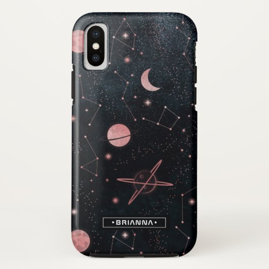 Roze Goud Constellaties | Buitenruimte Monogram Case-Mate iPhone Case (Achterkant)