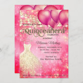 Roze goud Cool glitter String lampjes ballon Kaart (Voorkant / Achterkant)