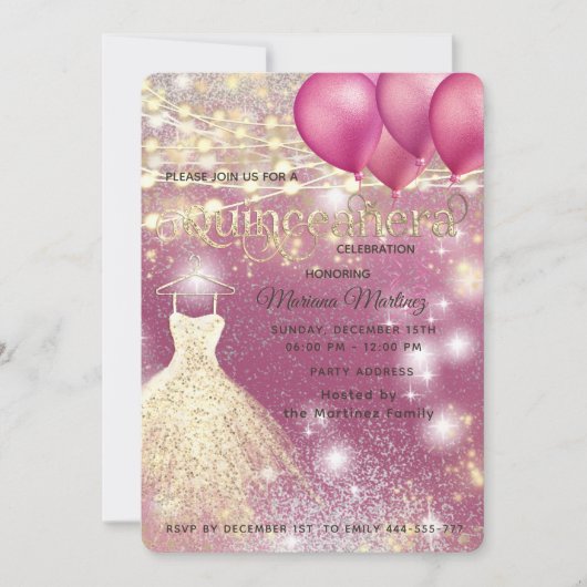 Roze goud Cool glitter String lampjes schitteren Kaart (Voorkant)