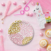 Roze Goud Dahlia Bloempapier borden Papieren Bordje (Feest)