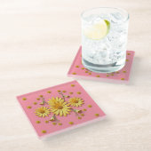 Roze Goud Daisies Glas Onderzetter (Schuin)