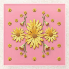 Roze Goud Daisies Glas Onderzetter Glazen Onderzetter