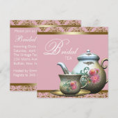 Roze Goud Damask Bruids Thee Douche Kaart (Voorkant / Achterkant)