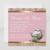 Roze Goud Damask Bruids Thee Douche Kaart (Achterkant)