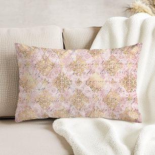 Roze Goud Damast Vintage Handgeschreven Ephemera Accent Kussen