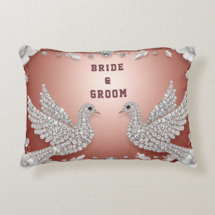 Roze Goud Diamant Duif Frame Romantisch Bloemmotie Accent Kussen