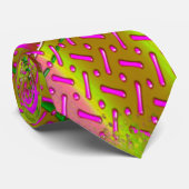 Roze & Goud Dichroic Fused Glass Fractal Stropdas (Opgerold)