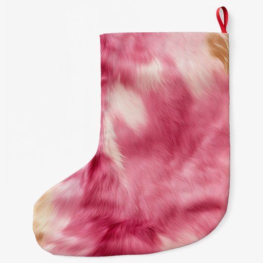 Roze Goud Dierenbont Grote Kerstsok (Achterkant)