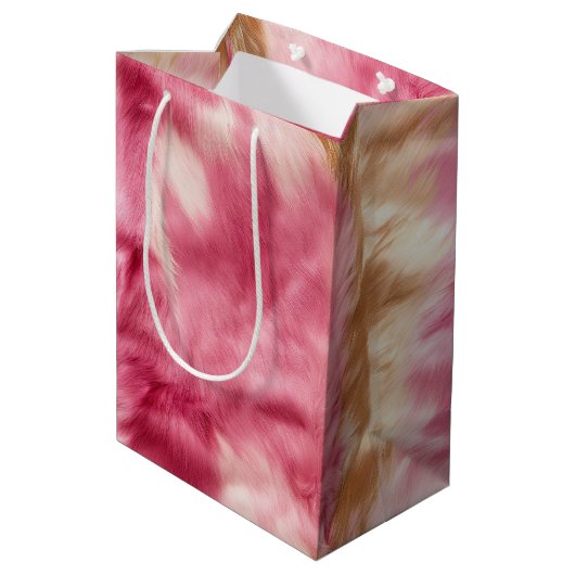 Roze Goud Dierenbont Medium Cadeauzakje (Achterkant Gekanteld)