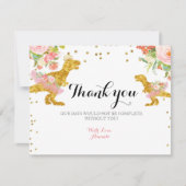 Roze Goud Dino Meisje Dank je kaart (Voorkant)