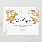 Roze Goud Dino Meisje Dank je kaart (Voorkant / Achterkant)