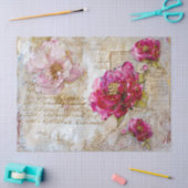 Roze & Goud Distressed  Bloemen Decoupage Tissuepapier (Craft)