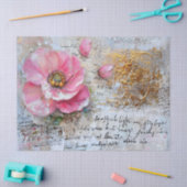 Roze & Goud Distressed  Bloemen Decoupage Tissuepapier (Craft)
