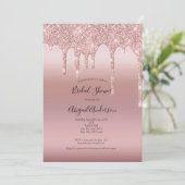 Roze Goud Drip Bruiloftsfeest Kaart (Staand voorkant)
