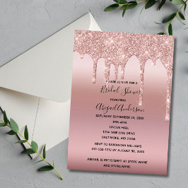 Roze Goud Drip Bruiloftsfeest Kaart
