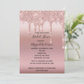Roze Goud Drip Bruiloftsfeest Kaart (Staand voorkant)