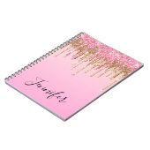 Roze Goud Dripping Glitters Gepersonaliseerd Minim Notitieboek (Linkerzijde)