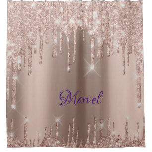 Roze Goud Dripping Marvel Douchegordijn