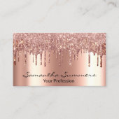 Roze Goud Drips Metaal Elegante Glitter Op Maat Ge Visitekaartje (Voorkant)