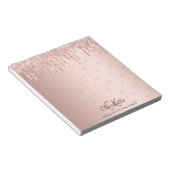 Roze goud druipt monogram initiaal naam notitieblok (Schuin)