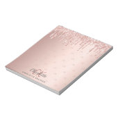 Roze goud druipt monogram initiaal naam notitieblok (Linkerzijde)