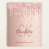Roze goud druipt monogram schrift 2027 planner (Voorkant)