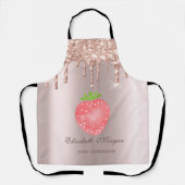 Roze Goud Druppels Aardbei Schort (Voorkant)