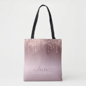 Roze goud druppels met logo tote bag (Voorkant)