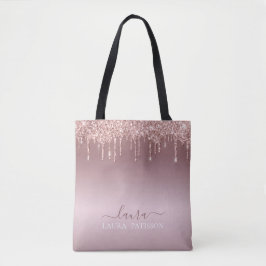 Roze goud druppels met logo tote bag