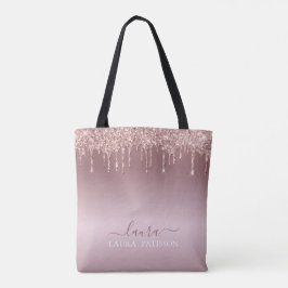 Roze goud druppels met logo tote bag