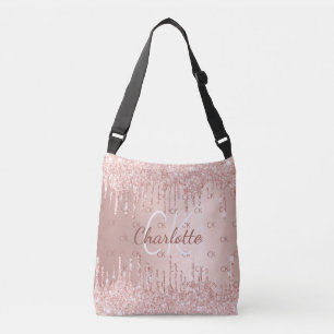 Roze goud druppels monogram crossbody tas