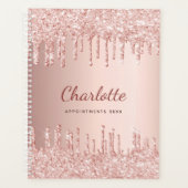 Roze goud druppels monogram naam 2027 planner (Voorkant)