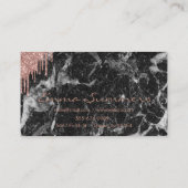 Roze Goud Druppels Zwarte Marmer Aangepaste Glitte Visitekaartje (Achterkant)