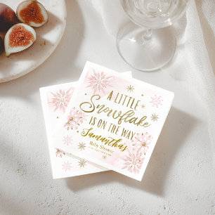Roze Goud Een Kleine Sneeuwvlok Winter Baby Shower Servet