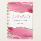 Roze & Goud Elegant Agaat Steen Bruiloft Paar Planner (Voorkant)