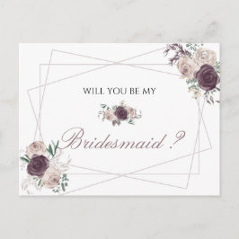 Roze Goud Elegant Bloem als mijn Bruidsmeisje Uitnodiging Briefkaart