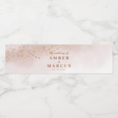 Roze Goud Elegant Bruiloft Waterfles Etiket (Enkel label)