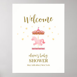 Roze Goud Elegant Carrousel Baby shower Welkom Poster