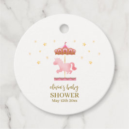 Roze Goud Elegant Carrousel Carnaval Baby shower Bedankjes Labels
