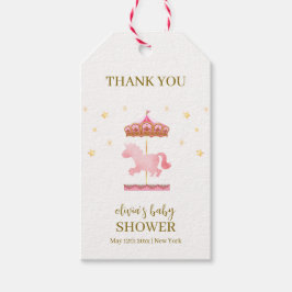 Roze Goud Elegant Carrousel Carnaval Baby shower Cadeaulabel