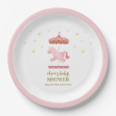 Roze Goud Elegant Carrousel Carnaval Baby shower Papieren Bordje (Voorkant)