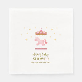 Roze Goud Elegant Carrousel Carnaval Baby shower Servet