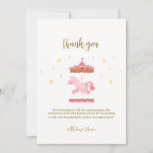 Roze Goud Elegant Magisch Carrousel Baby shower Bedankkaart (Voorkant)