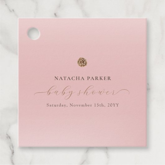 Roze Goud Elegant Meisje Winter Baby shower Bedankjes Labels (Voorkant)
