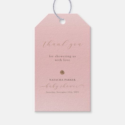 Roze Goud Elegant Meisje Winter Baby shower Cadeaulabel (Voorkant)