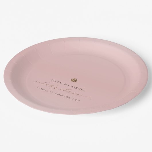 Roze Goud Elegant Meisje Winter Baby shower Papieren Bordje (Gekanteld)