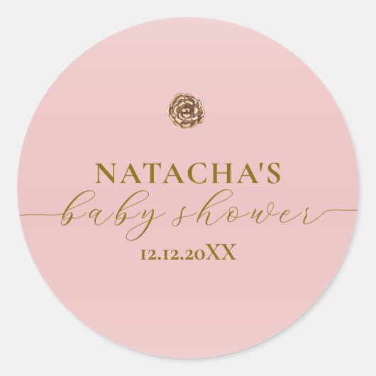 Roze Goud Elegant Meisje Winter Baby shower Ronde Sticker (Voorkant)