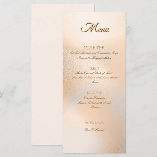 Roze Goud Elegant Plat Menu (Voorkant / Achterkant)